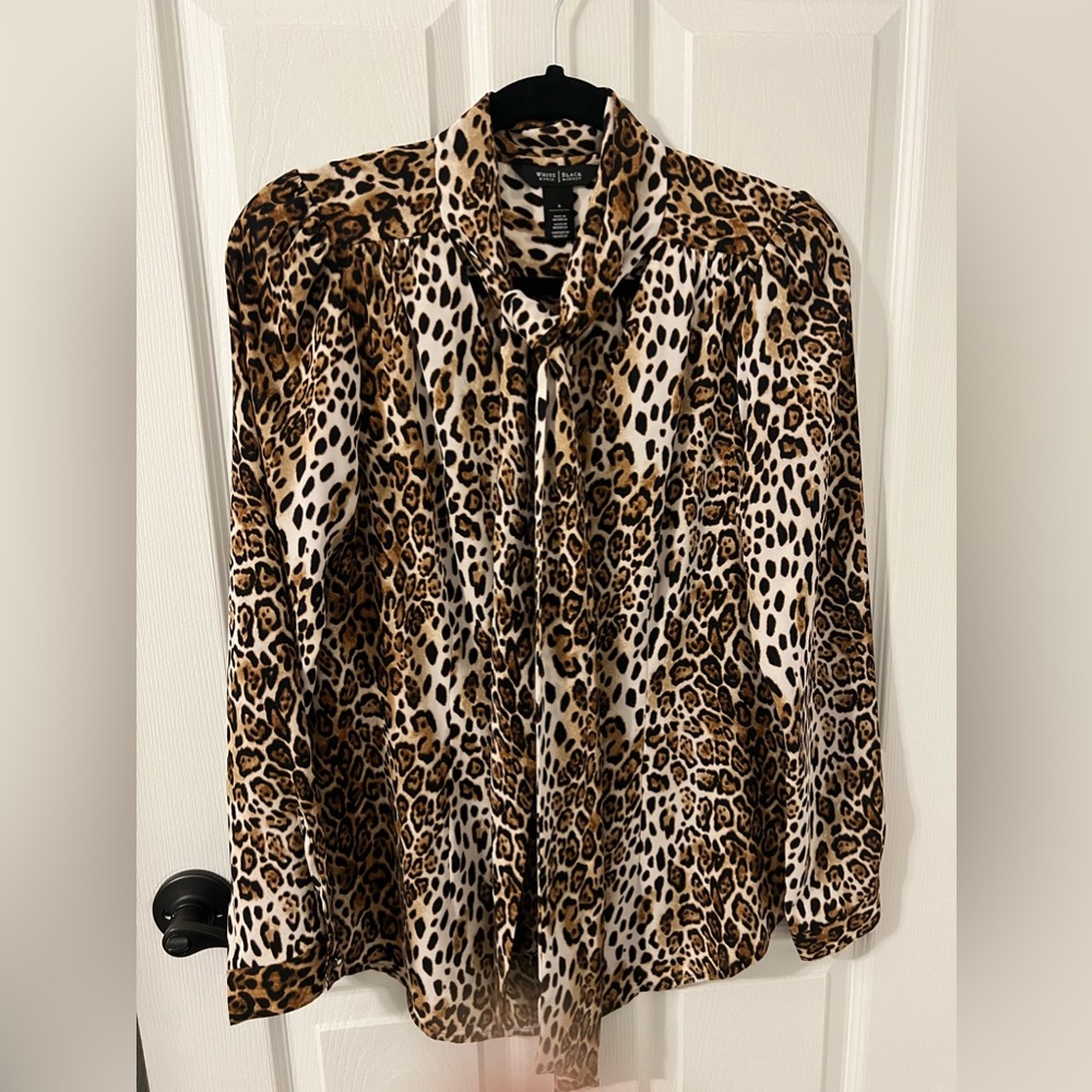 Leopard Print White House Black Market Blouse, size 6
